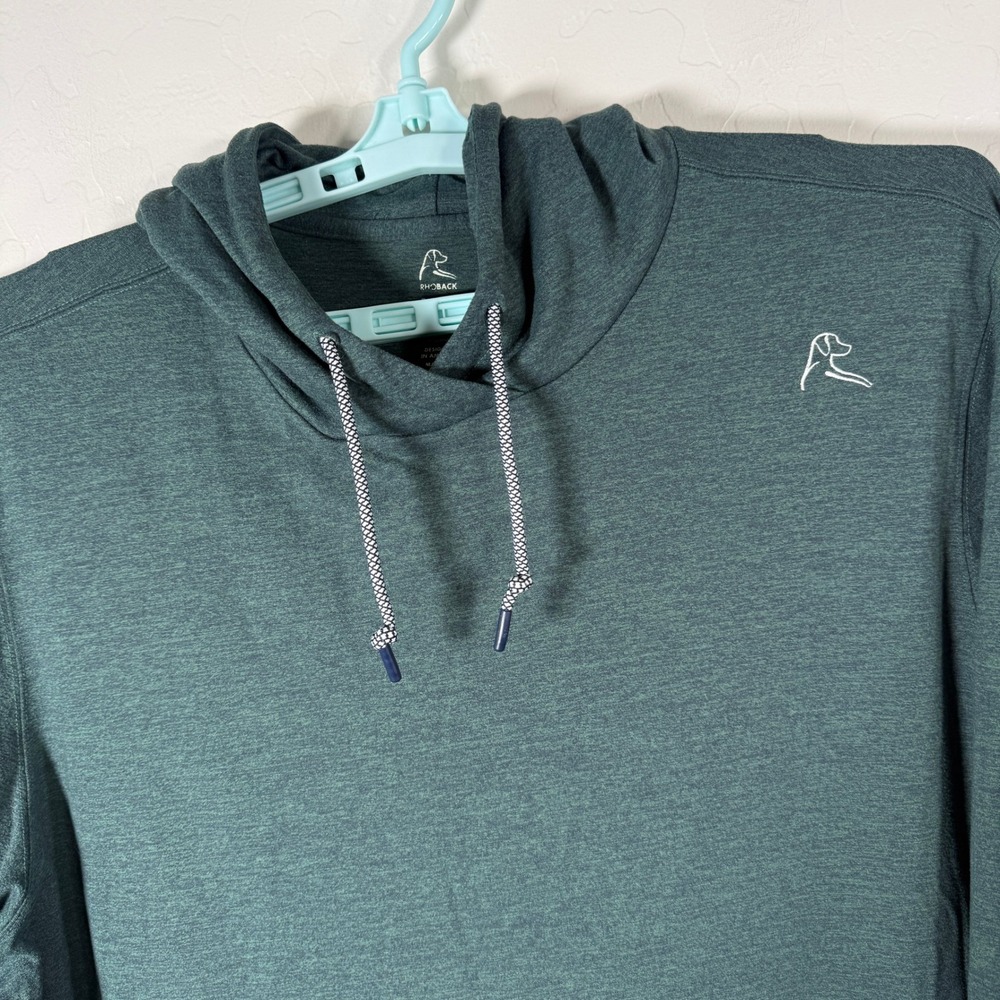 Rhoback Hoodie Mens 2XL Green Performance Pullover Stretch Golf - Picture 2 of 9